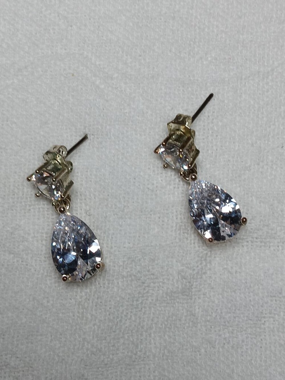 Teardrop Dangle Earrings – Pear Cut Crystal Bridal – Open Basket Setting